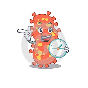 Bacteroides mascot design concept smiling with clock photo