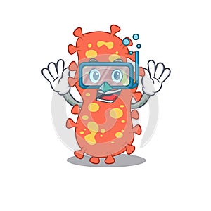 Bacteroides mascot design concept wearing diving glasses photo