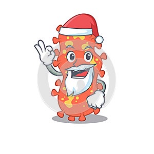 Bacteroides Santa cartoon character with cute ok finger photo