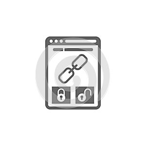 Bad backlink, broken connection, negative seo, spammers, web protection icon