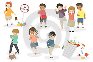 Bad Behaviour, Naughty Kids Vector Set