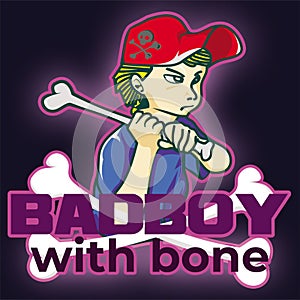 Bad Boy with Bone Mascot Template.