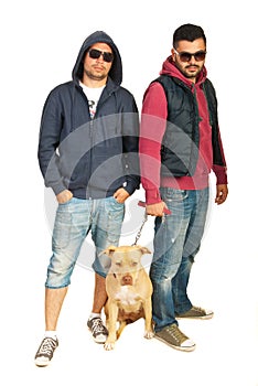 Bad boys with pitbull dog