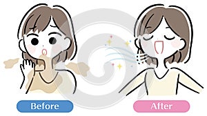 Bad breath care female illustration set