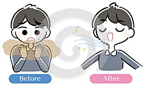 Bad breath, male, illustration set