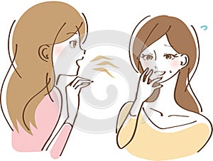 Bad breath woman illustration vector