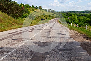 Bad bumpy road. Background with copy space for text