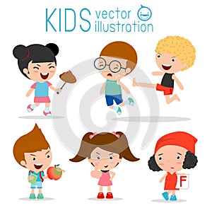 Bad Child Behavior,bad kids,bad boy,bad girl, children bad, The evil of child on white background,.child Bullies, kid jump kick