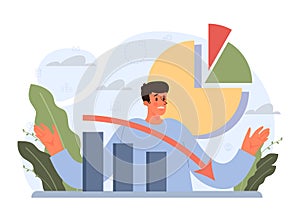 Bad consequences concept. Business character making action