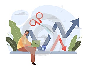 Bad consequences concept. Business character making action