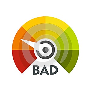 Bad credit score icon flat isolated vector