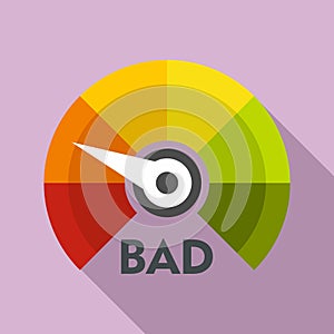 Bad credit score icon, flat style