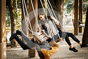 Bad Date. Man fell off the swing, Funny Disappointed Shocked Asian woman