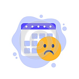 bad day icon with a calendar and emoji, vector