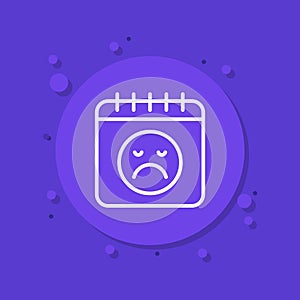 bad day icon with calendar and sad emoji