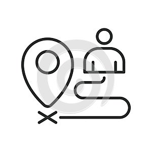 Bad destination, icon in line design. Bad, destination, error, wrong, place, mistake, failure on white background vector