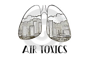 Bad Ecology concept meaning AIR TOXICS with inscription on the piece of paper