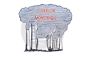 Bad Ecology concept meaning CARBON MONOXIDE with phrase on the sheet