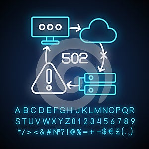 Bad gateway notification neon light icon