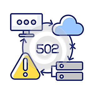 Bad gateway notification RGB color icon