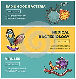 Bad and good bacteria, harmful viruses and medical bacteriology photo