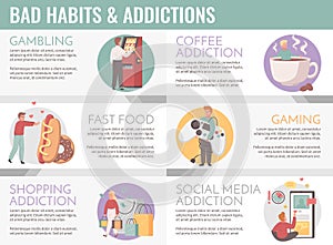 Bad Habits Cartoon Infographics