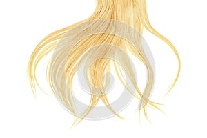 Bad hair day concept. Long, blond, disheveled ponytail photo