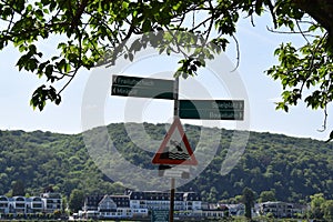 Bad Hönningen, Germany - 05 30 2023: Traffic Signs at the Rhine