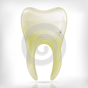 Bad ill yellow tooth cavity icon