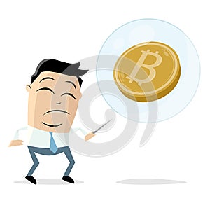Bad investment in bitcoin cartoon illustration