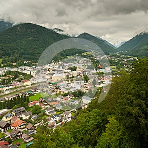 Bad Ischl as seen from Siriuskogel on a cloudy day
