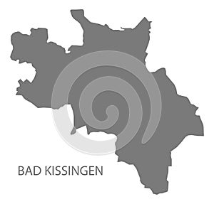 Bad Kissingen German city map grey illustration silhouette shape