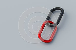 Bad link icon on gray background. Connection symbol. Data protection. Copy space