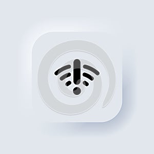 Bad network, wifi problem icon. Connection problem sign, server signal lost. Neumorphic UI UX white user interface web button.