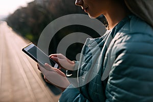 Bad news on mobile phone. Woman with gadget