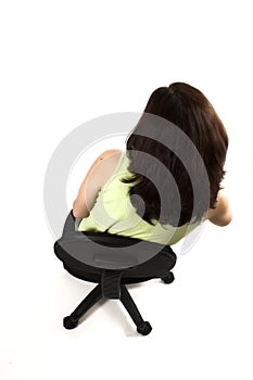 Bad posture of girl sitting