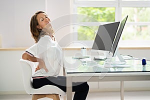 Bad Posture Sitting In Office With Backache