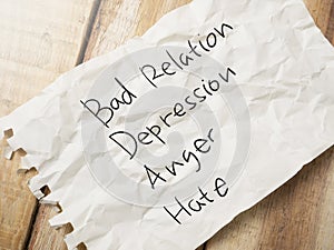 Bad Relation Depression Anger Hate Words Quotes Concept