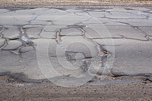 Bad road with cracks
