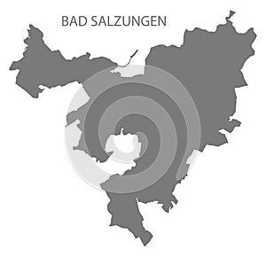 Bad Salzungen German city map grey illustration silhouette shape