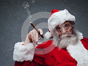 Bad Santa celebrating at home