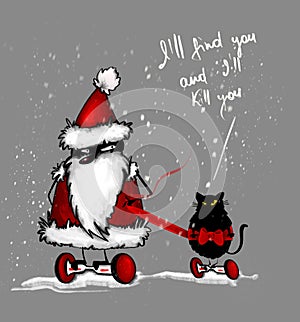 BAD SANTA ILLUSTRATION UNCIVIL ISOLATED CHRISTMAS THEME CHARACTER CRIME FUNNY DESIGN