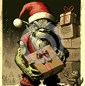 Bad Santa. Krampus. Merry Christmas and Happy New Year.