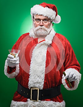 Bad Santa WIth A Martini And Cigar