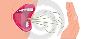 Bad smell air from a mouth. Oral hygiene concept