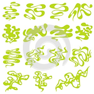 Bad smell and toxic gas clouds. Stench smoke and skunk aroma cartoon vector set