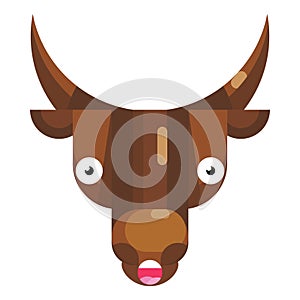 Bad surprise bull face emoji, wow looking cow icon isolated emotion