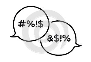 Bad swear talk speech bubble hand draw line style
