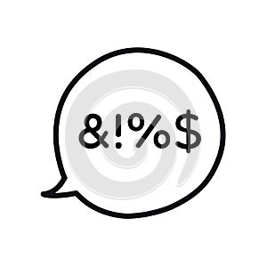 Bad swear talk speech bubble hand draw line style