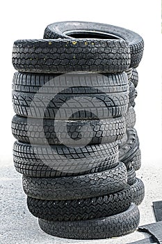 Bad tires waiting for disposal